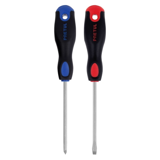 [20216] Dúo de desarmadores 3/16' x 4' mango Comfort Grip, PRETUL DUO-3/16X4BP