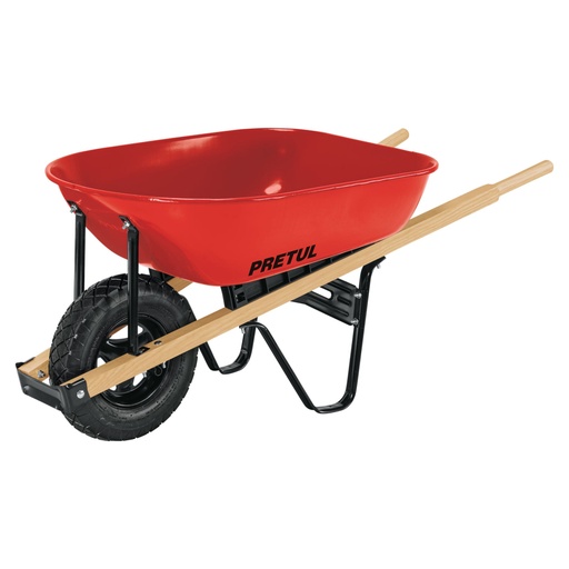 [20622] Carretilla 5.5ft3 roja, neumática, bastidores madera, PRETUL CAP-5WNDR