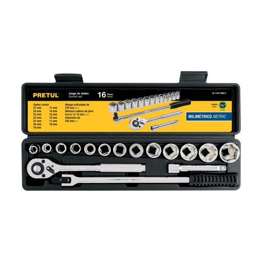 [21174] Juego de 16 herramientas 1/2' mm para mecánico, PRETUL JD-1/2X17MM-P