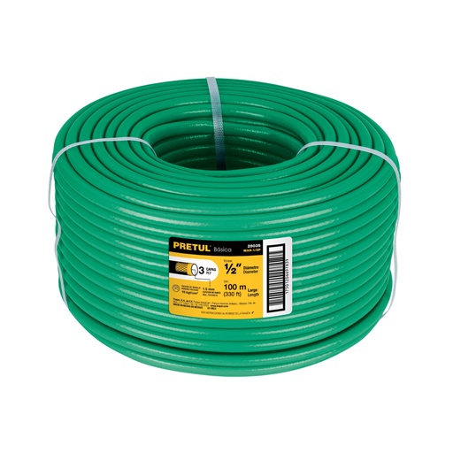 [25035] Metro de manguera 1/2' 3 capas en rollo de 100 m, PRETUL MAN-1/2P