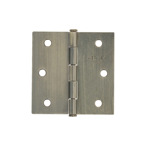 [25102] Bisagra cuadrada 2-1/2', latón antiguo, cabeza plana, BASIC BC-252PP