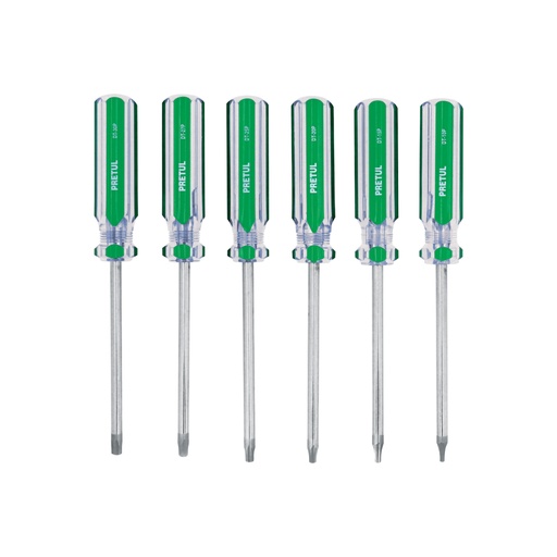 [27192] Juego de 6 desarmadores Torx mango de PVC, PRETUL DT-6P