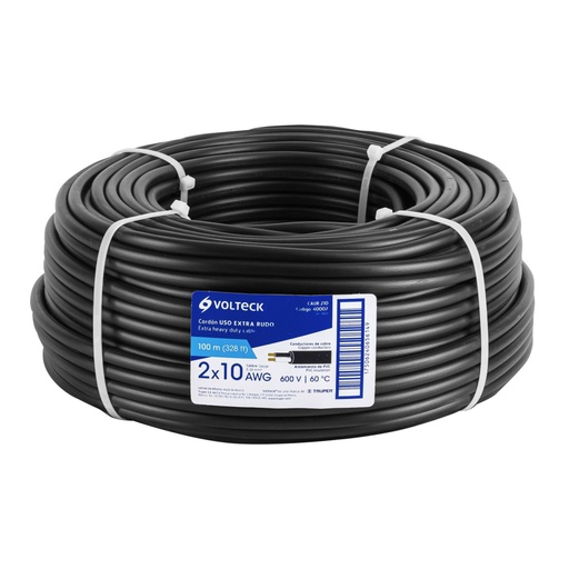 [40002] Metro de cable uso extra rudo 2 x 10 AWG en rollo de 100 m CAUR-210