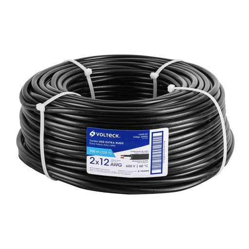[40003] Metro de cable uso extra rudo 2 x 12 AWG en rollo de 100 m CAUR-212