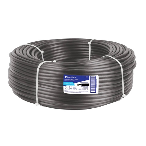 [40004] Metro de cable uso extra rudo 2 x 14 AWG en rollo de 100 m CAUR-214