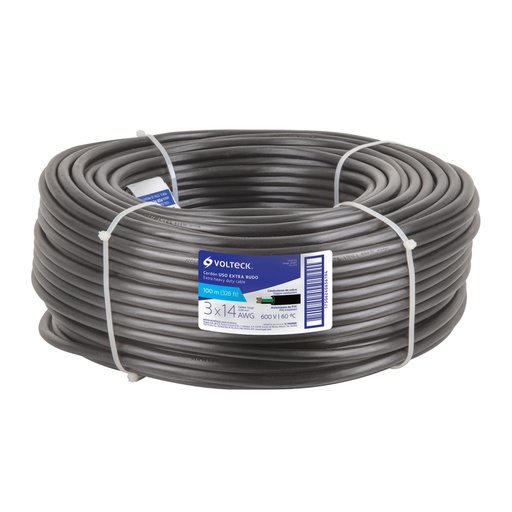 [40007] Metro de cable uso extra rudo 3 x 14 AWG en rollo de 100 m CAUR-314