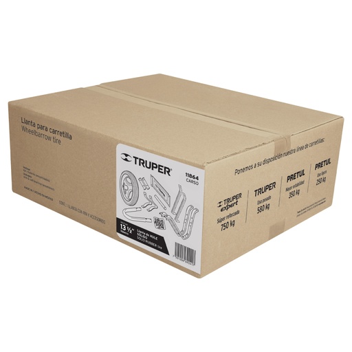 [11864] Caja c/llanta hule sólido y acc. p/carretilla TRUPER CARSO