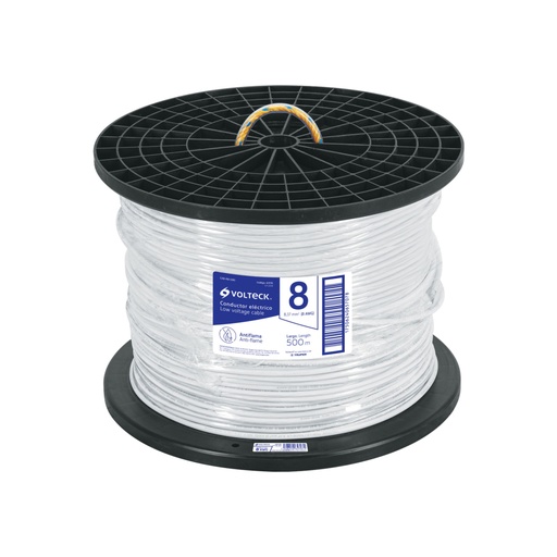 [40115] Metro de cable THHW-LS 8 AWG blanco en carrete de 500 m CAB-8B-500