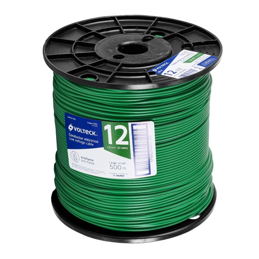 [40121] Metro de cable THHW-LS 12 AWG verde en carrete de 500 m CAB-12V-500