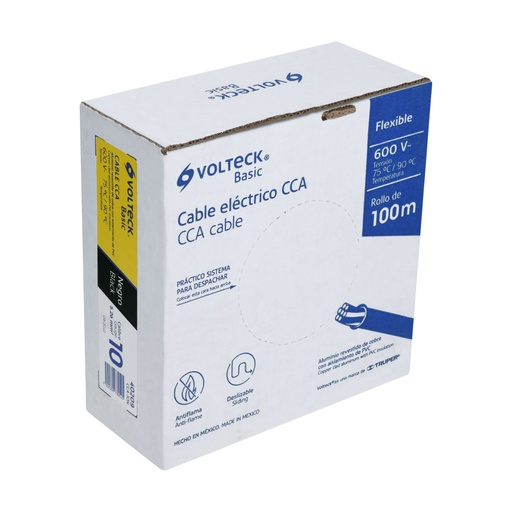 [40209] Rollo de 100 metros de cable THW CCA 10 AWG negro, BASIC CCA-10N