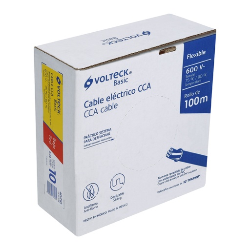 [40210] Rollo de 100 metros de cable THW CCA 10 AWG rojo, BASIC CCA-10R