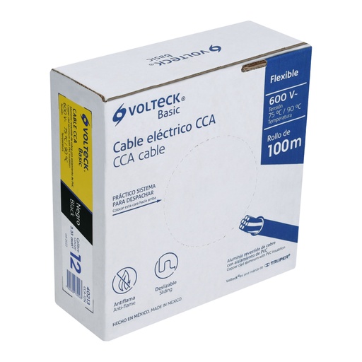 [40213] Rollo de 100 metros de cable THW CCA 12 AWG negro, BASIC CCA-12N