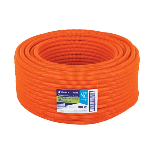 [40738] Metro de poliducto 1/2' corrugado flex. reforz. s/guía, 100m PF-1/2R