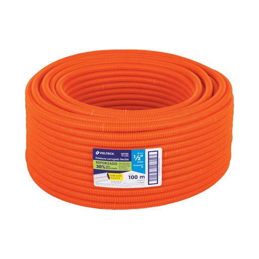 [40740] Metro de poliducto 1/2' corrugado flex. reforz. c/guía, 100m PF-1/2RG