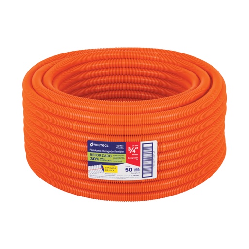 [40741] Metro de poliducto 3/4' corrugado flex. reforz. c/guía, 50m PF-3/4RG