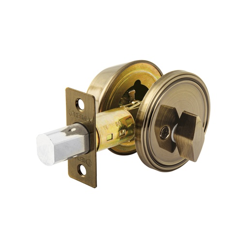 [43596] Cerrojo llave-mariposa latón antiguo, llave puntos, HERMEX CERO-21