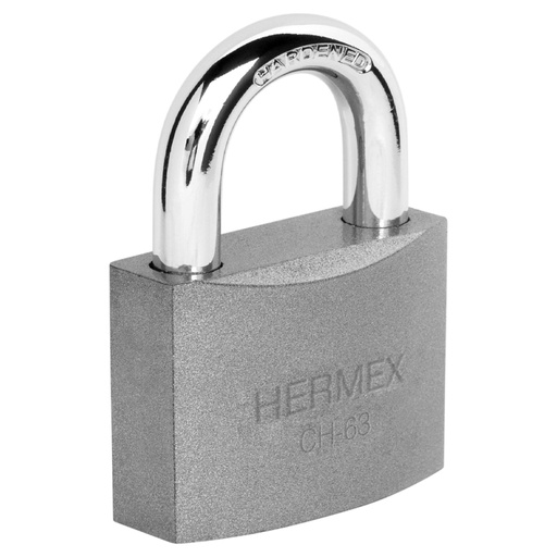 [43803] Candado de hierro 63 mm, gancho corto en blíster, HERMEX CHB-63
