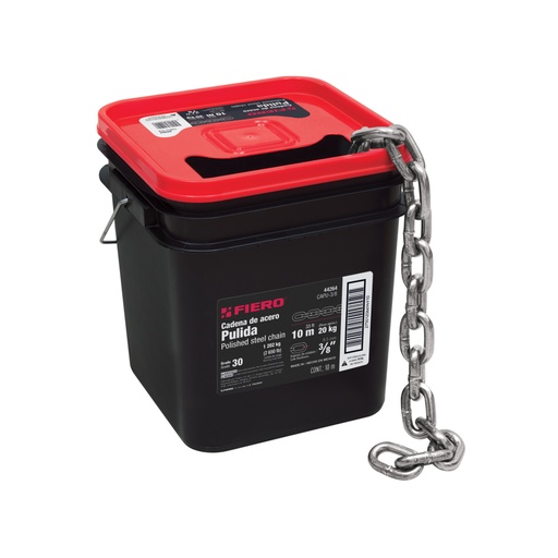 [44264] Metro de cadena pulida de 3/8', 10 m en cubeta, FIERO CAPU-3/8