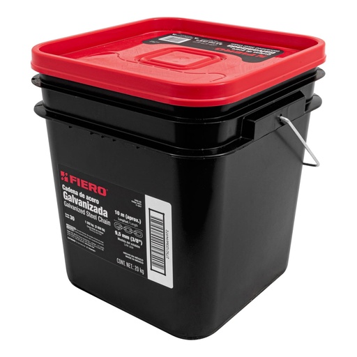 [44273] Metro de cadena galvanizada de 3/8', 10 m en cubeta, FIERO CAGA-3/8