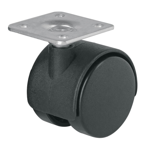 [44384] Rodaja tipo yoyo de 40 mm con placa, sin freno, FIERO ROY-40