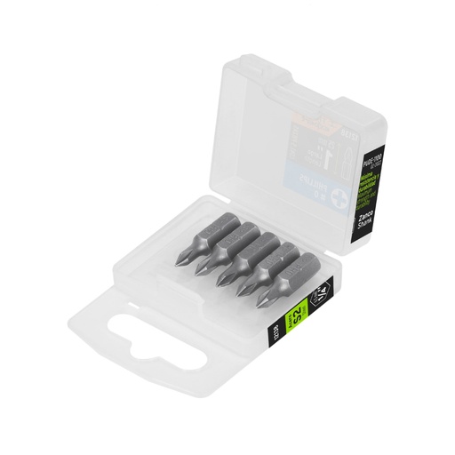 [12138] Estuche con 5 puntas de cruz PH0 largo 1', Truper Expert PUDE-1100