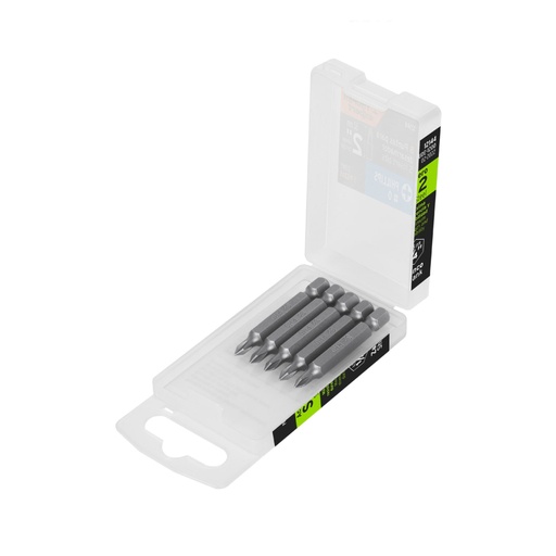 [12144] Estuche con 5 puntas de cruz PH0 largo 2', Truper Expert PUDE-1200