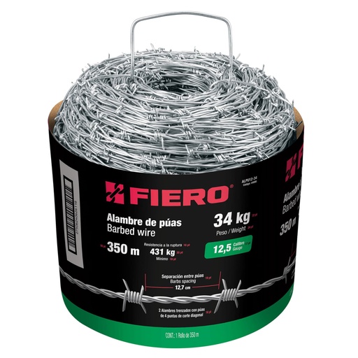 [44886] Rollo de alambre de púas 350m calibre 12.5, FIERO ALPU12-34