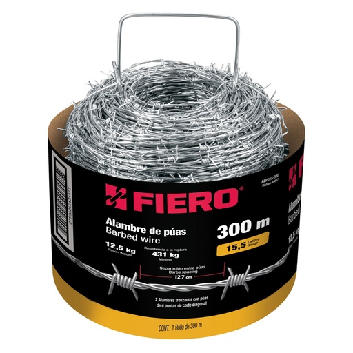 [44887] Rollo de alambre de púas 300m calibre 15.5, FIERO ALPU15-300
