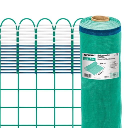 [44951] Rollo de 30 m x 0.75 m de malla mosquitera plástica verde TEMO-07PV