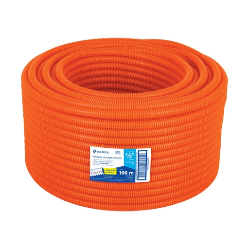 [45016] Metro de poliducto 1/2' corrugado flex. c/guía, rollo 100 m PF-1/2G