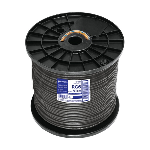 [45034] Metro de cable coaxial RG6 en carrete de 500 m, VOLTECK CABCO-6500