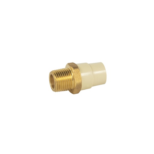 [45104] Adaptador macho de CPVC 1/2' con inserto y tuerca de latón CPVC-651