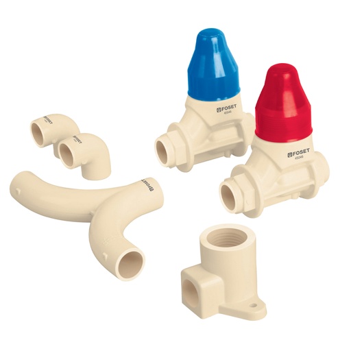 [46034] Kit de intalación p/regadera CPVC 1/2' sin manerales, FOSET CPVC-KIT-B