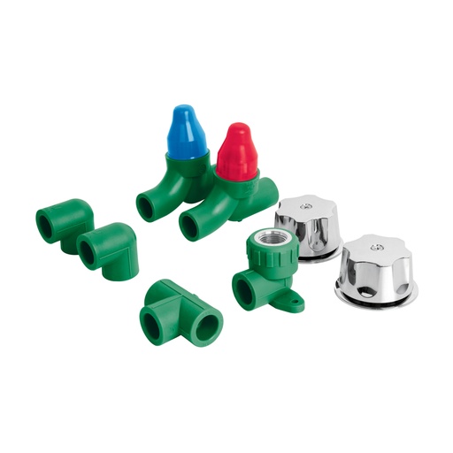 [46035] Kit de instalación p/regadera PPR 1/2' con manerales, FOSET CV-KIT