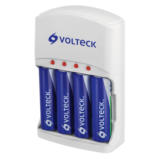 [46045] Cargador de pilas, AA, AAA y 9V, incluye 4 pilas AA, VOLTECK CA-RE-9