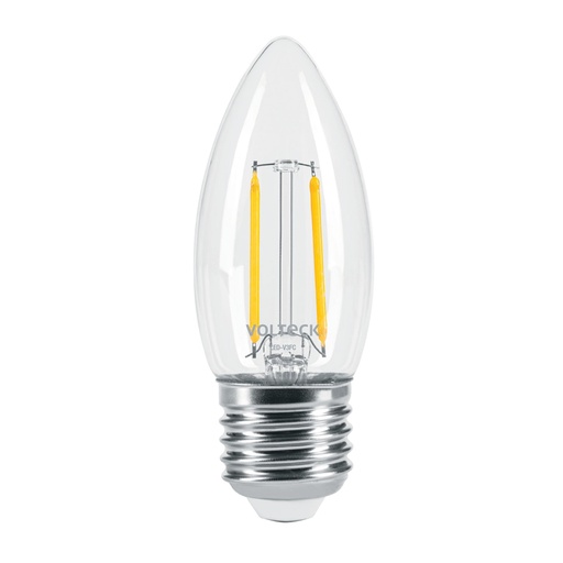 [46212] Foco LED filamento 3 W, vela, 2700K luz ambar, E26, VOLTECK LED-V3FC