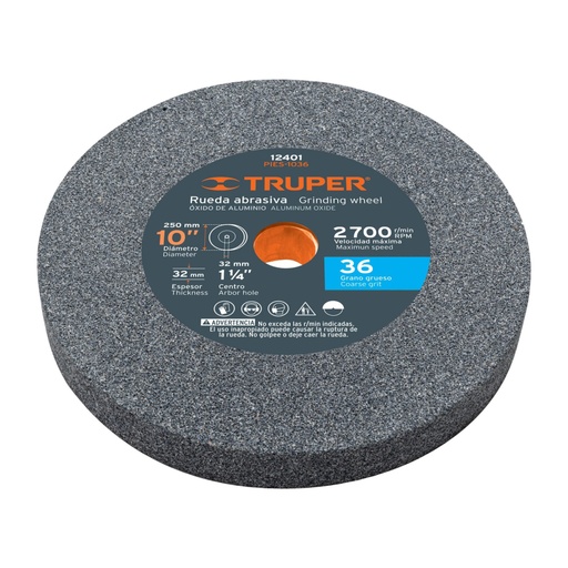 [12401] Rueda abrasiva p/esmeril 10'x32mm, óxido aluminio, grano 36 PIES-1036