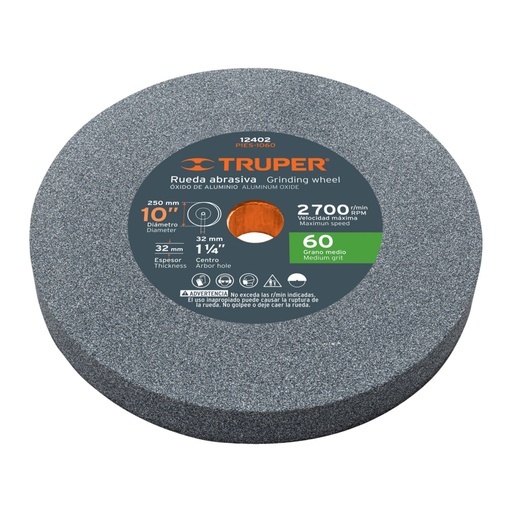 [12402] Rueda abrasiva p/esmeril 10'x32mm, óxido aluminio, grano 60 PIES-1060