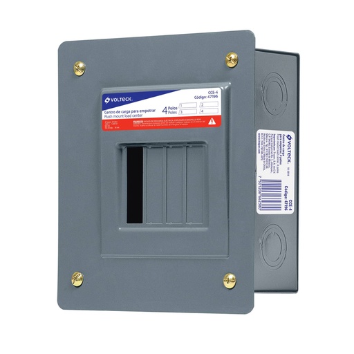 [47196] Centro de carga empotrable, 4 polos, Volteck CCE-4