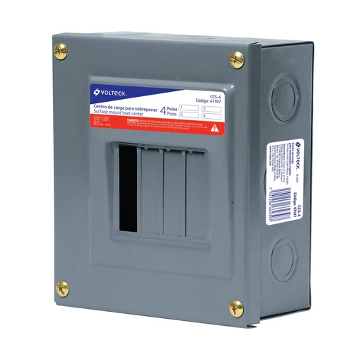 [47197] Centro de carga de sobreponer, 4 polos, Volteck CCS-4