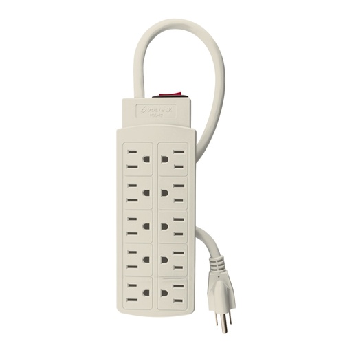 [47234] Multicontacto 14 AWG uso rudo con 10 entradas, Volteck MUL-10