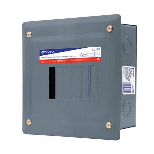 [47331] Centro de carga metálico 6 polos 100A de empotrar, VOLTECK CCE-6