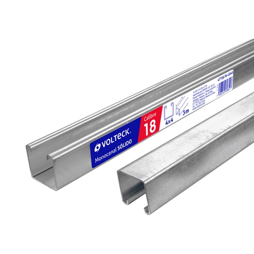 [47756] Perfil monocanal sólido de 3 m, 4 x 4 cm cal. 18, VOLTECK PU-184S