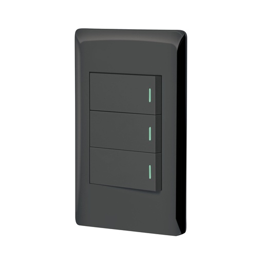 [47890] Placa armada negra 2 interruptores 1 de 3 vías 1 mód, Lisboa PA-APTR-ELN