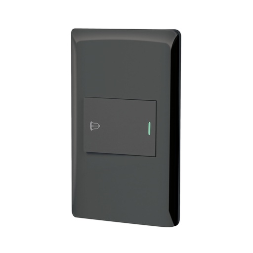 [47896] Placa armada negra 1 interruptor de timbre 1.5 mód, Lisboa PA-TI-LN