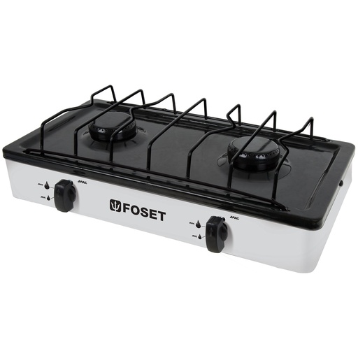 [48147] Parrilla de gas de sobreponer 2 quemadores, blanca, FOSET PAGA-2B