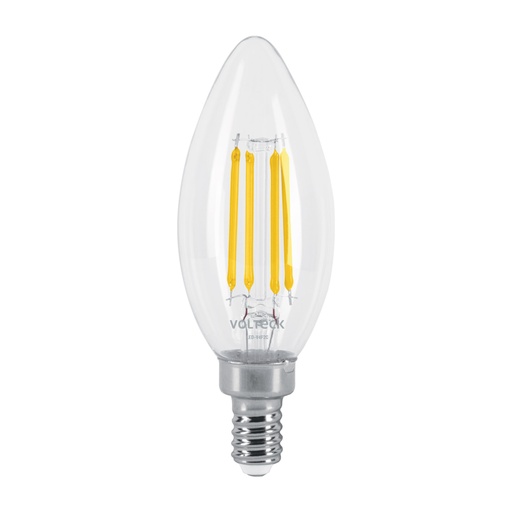 [48253] Foco LED filamento 4 W, vela, 2700K luz ambar, E12, VOLTECK LED-V4F2C