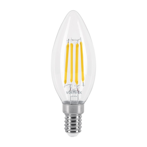 [48254] Foco LED filamento 4 W, vela, 2700K luz ambar, E14, VOLTECK LED-V4F4C