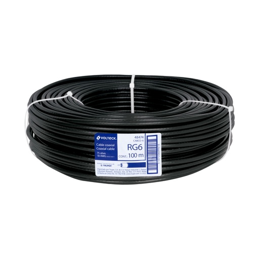 [48474] Metro de cable coaxial RG6 en rollo de 100 m, VOLTECK CABCO-6