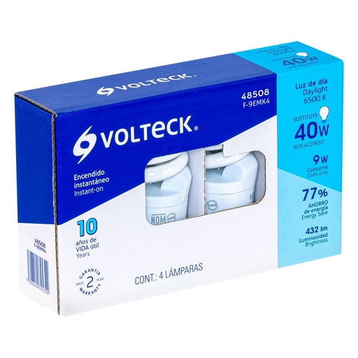 [48508] Pack de 4 lámparas espiral mini T2 9 W luz de día, en caja F-9EMX4